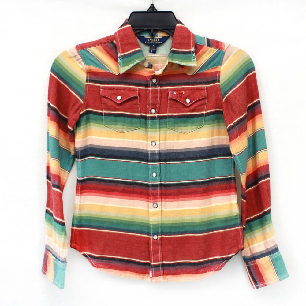 New Ralph Lauren Polo South West western cowboy flannel snap on shirt 8 years